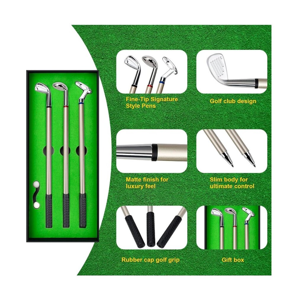 NEW Golf Pens Golfing Golfer Gag Gift Set Desk Accessories Decor Table Game Mini - Picture 6 of 13